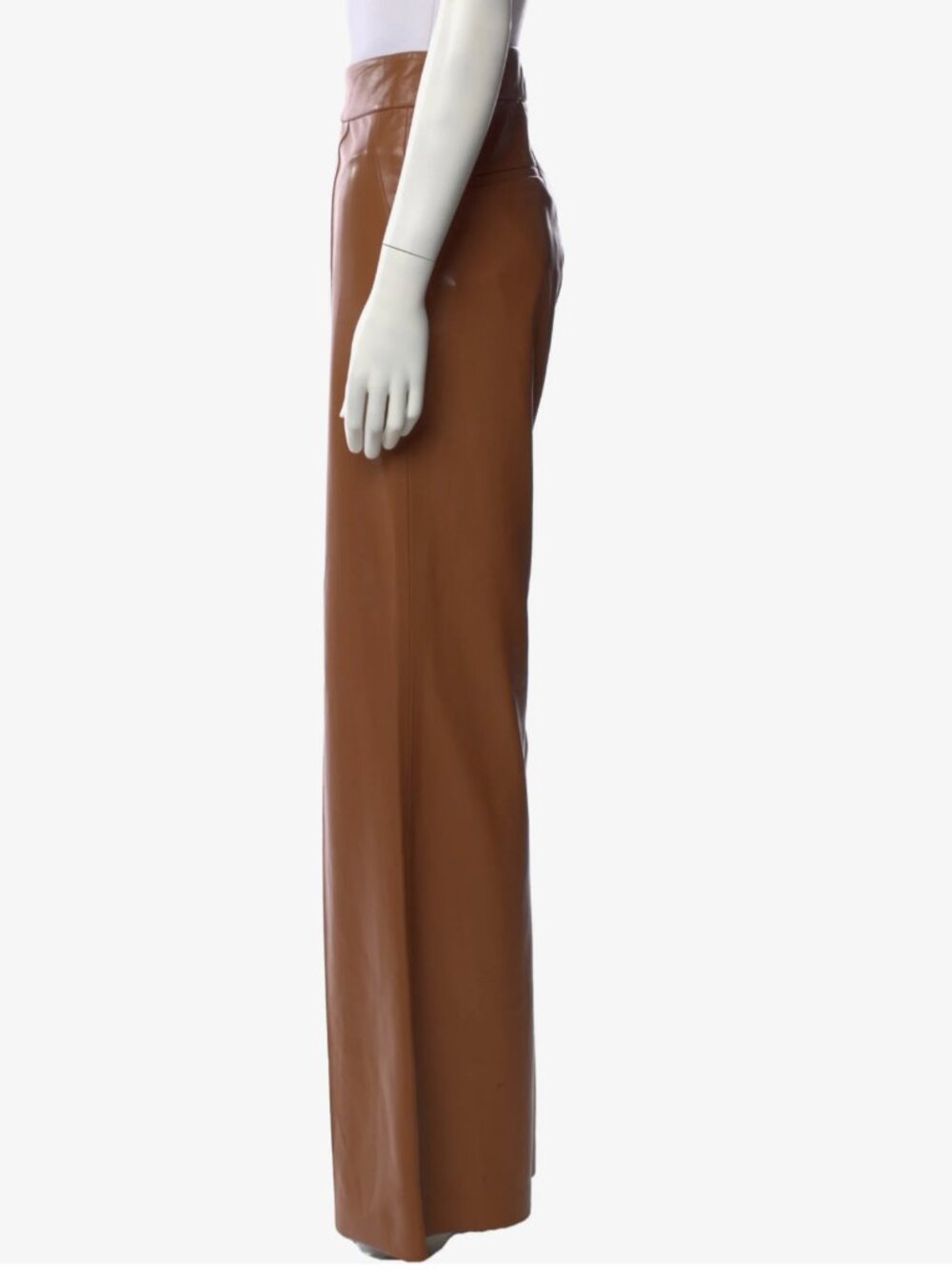 Alice + Olivia Tan Vegan Leather Wide Leg Pants Size 10 - Picture 3 of 4